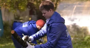 Волонтёры Луховиц помогли участнику СВО подготовить участок к зиме